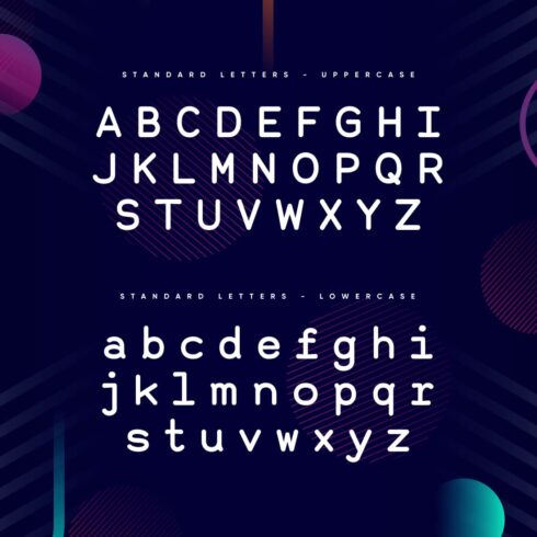 Ingenue monospace sans serif font standart letters preview.