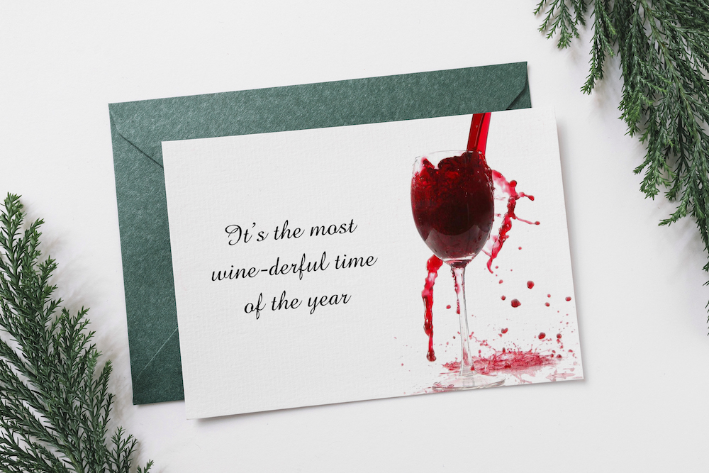 its the most wine derful time of the year postcard mockup