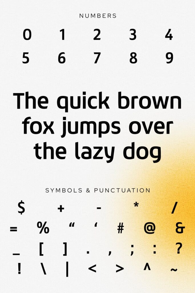 Judicious Slab Sans Serif Font MasterBundles Pinterest collage image with numbers, symbols and punctuation.