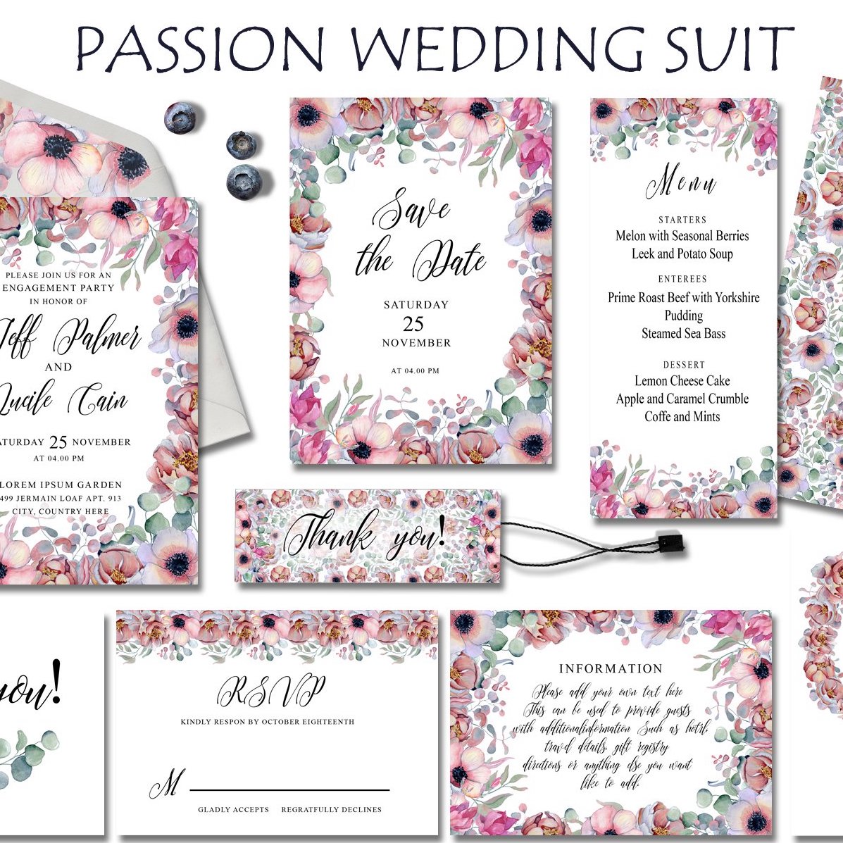 Passion flowers Wedding Suit cover image.