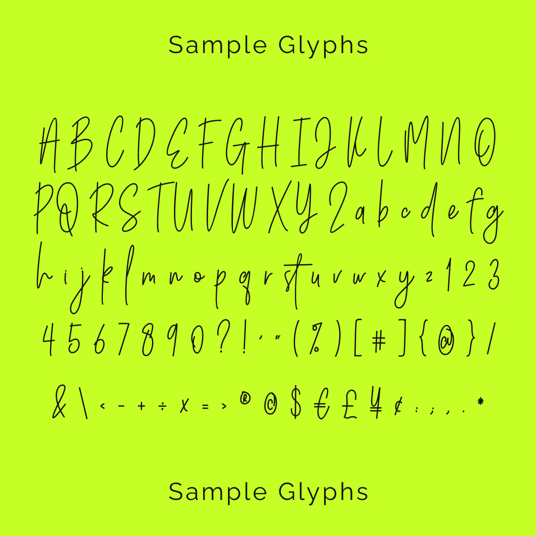 Patrick Cleo Free Font sample glyphs preview.