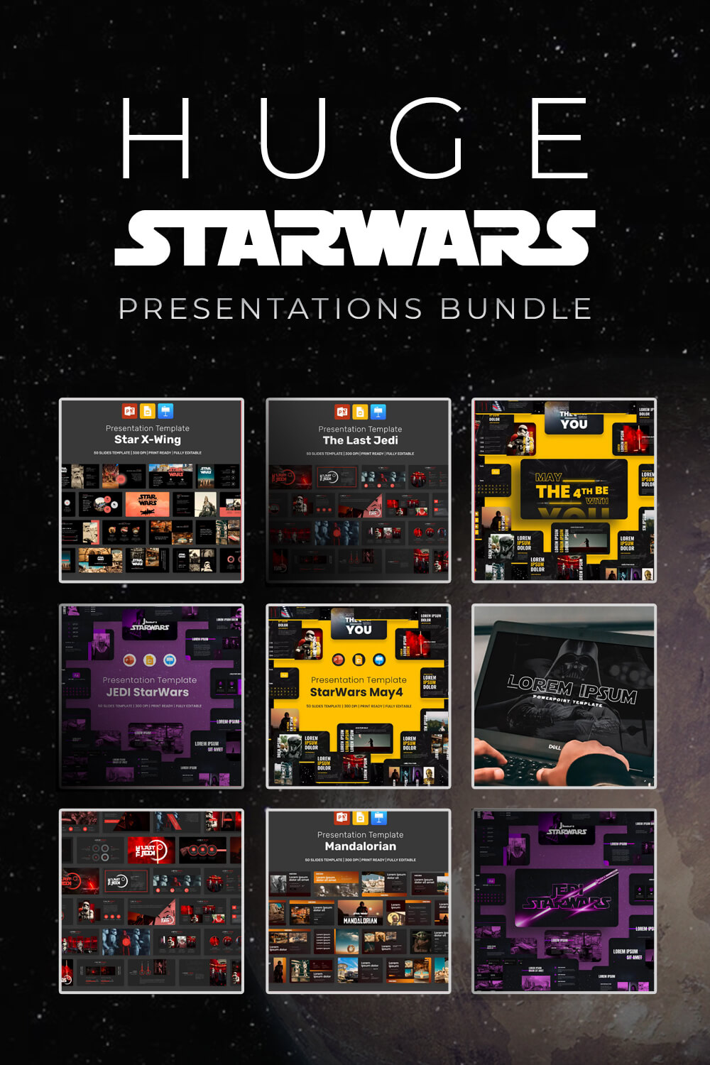 HUGE StarWars Presentations Bundle pinterest image.