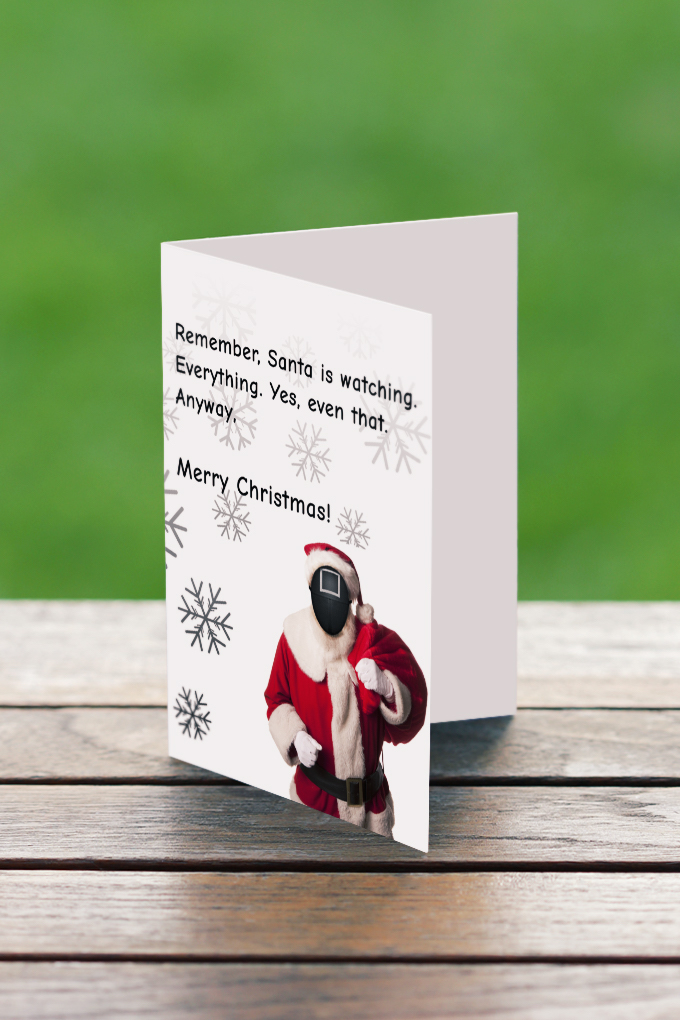 Free Christmas Postcard: Santa is Watching postcard.