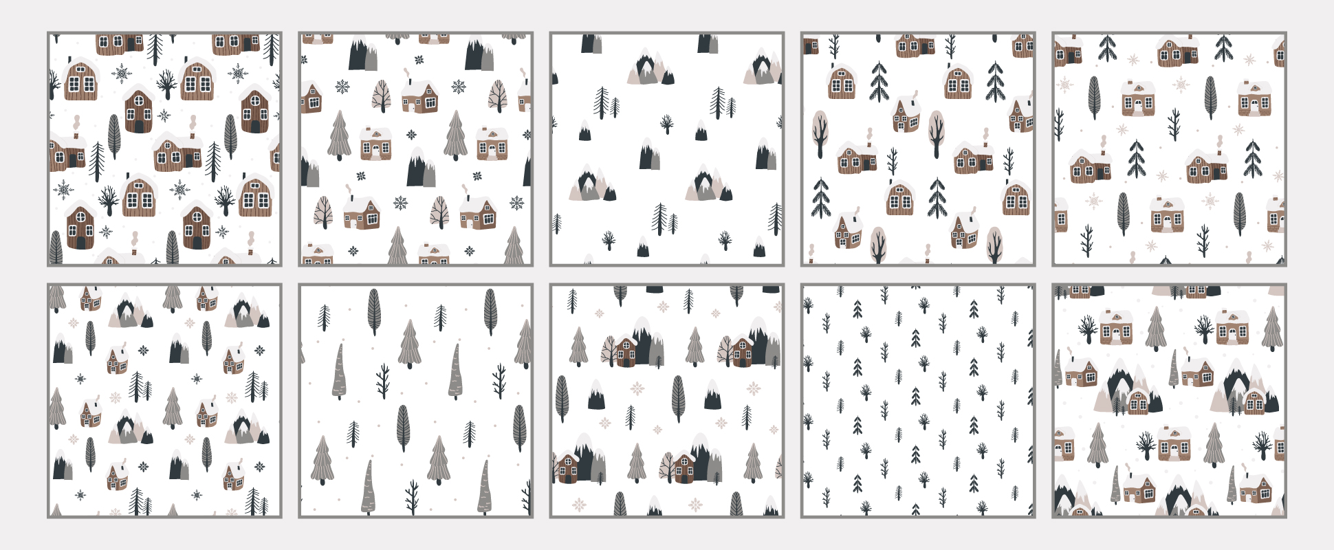 Collection of vector elements in Scandinavian style patterns collection.