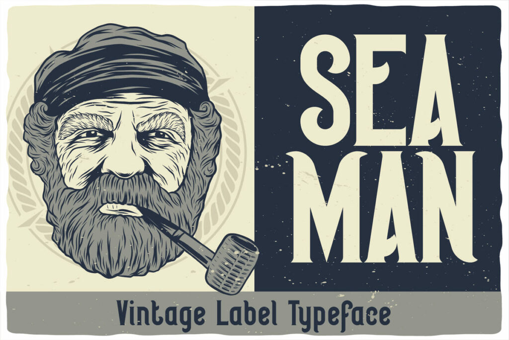 Seaman Label Font facebook collage image.