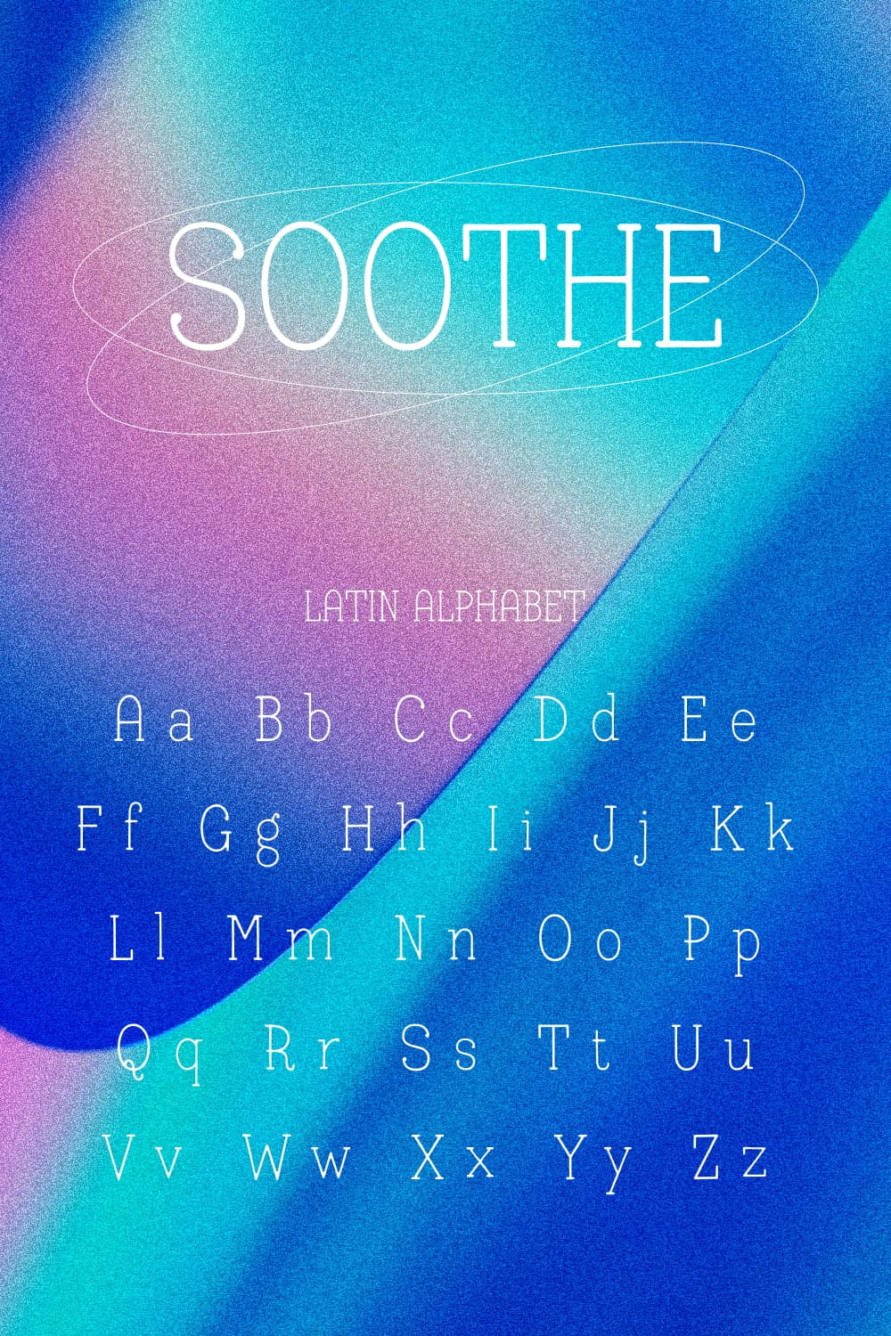 Soothe Slab Serif Font MasterBundles Pinterest Collage Image with latin alphabet.