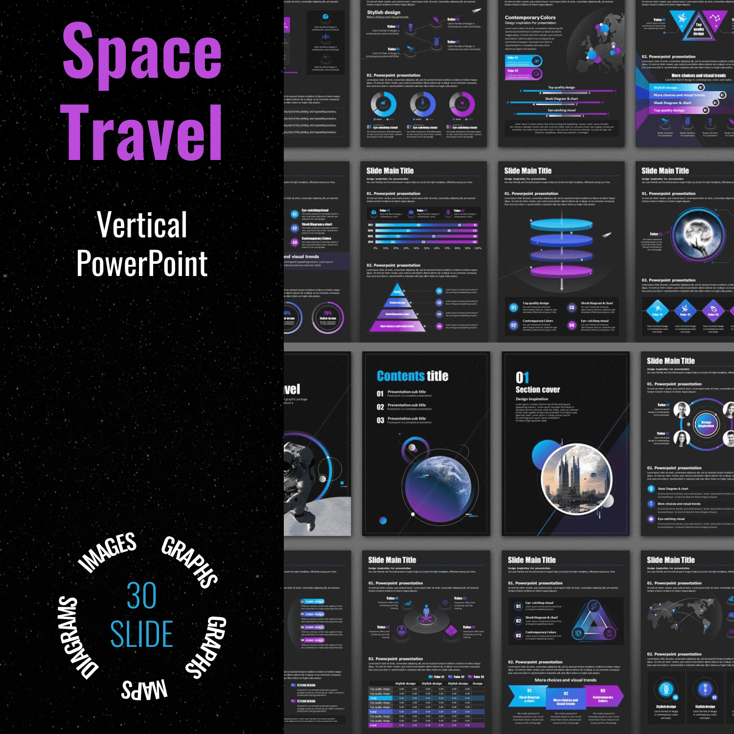 space travel vertical powerpoint cover image.