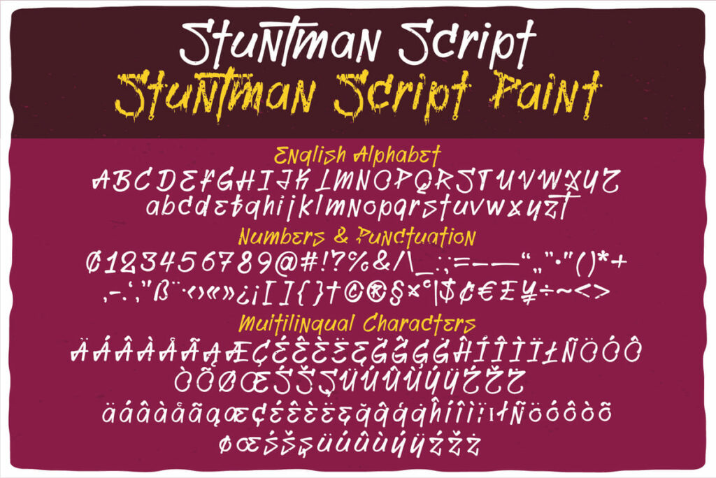 Stuntman font duo alphabet script.