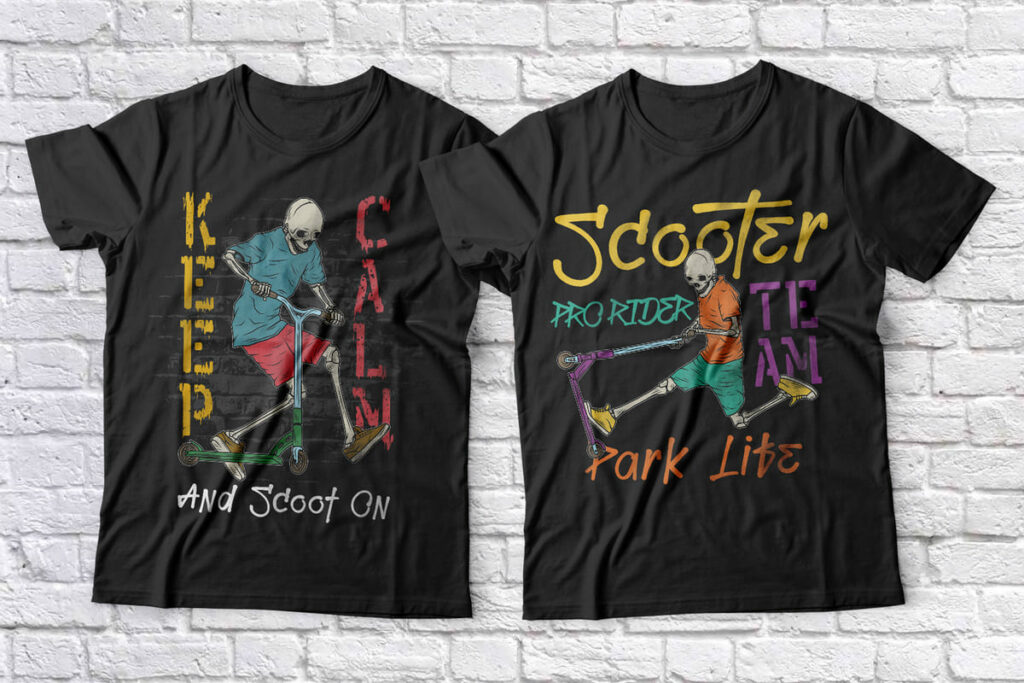 Stuntman font duo t-shirt scooter.