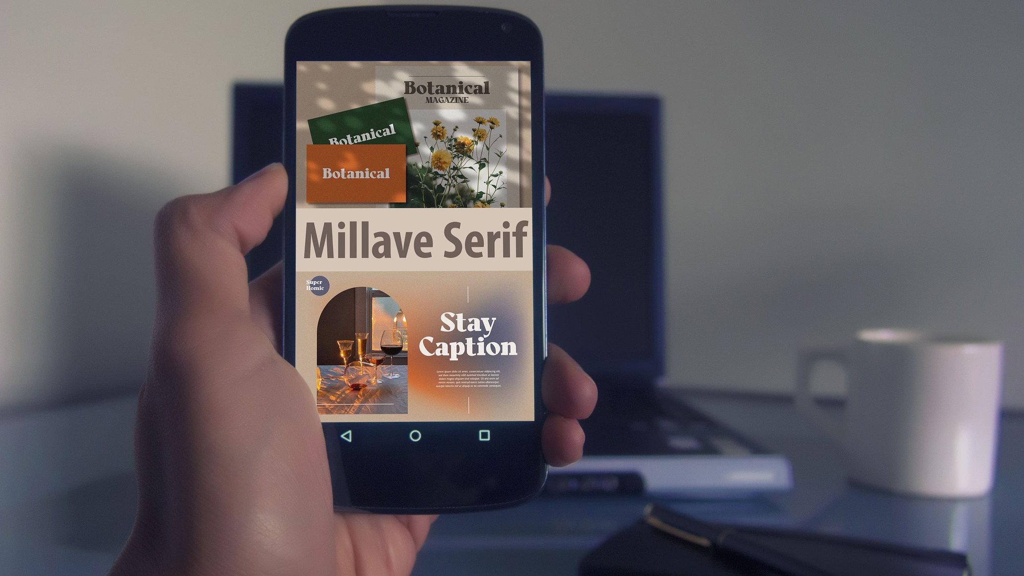 Millave Serif - "Stay Caption" On The Phone.