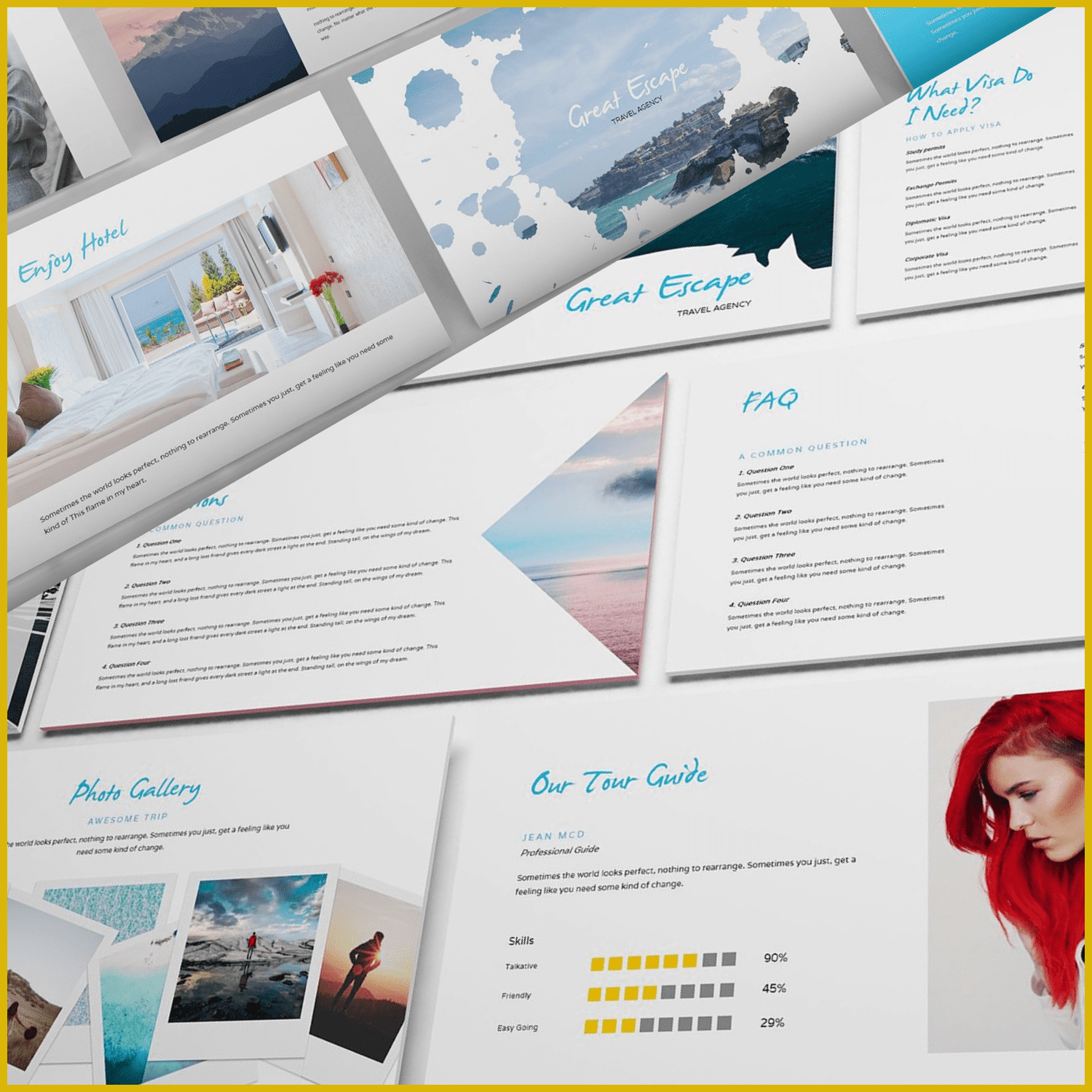 travel agency powerpoint template preview image.