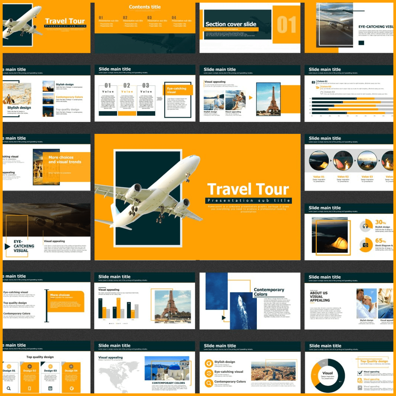 travel ppt template preview image.