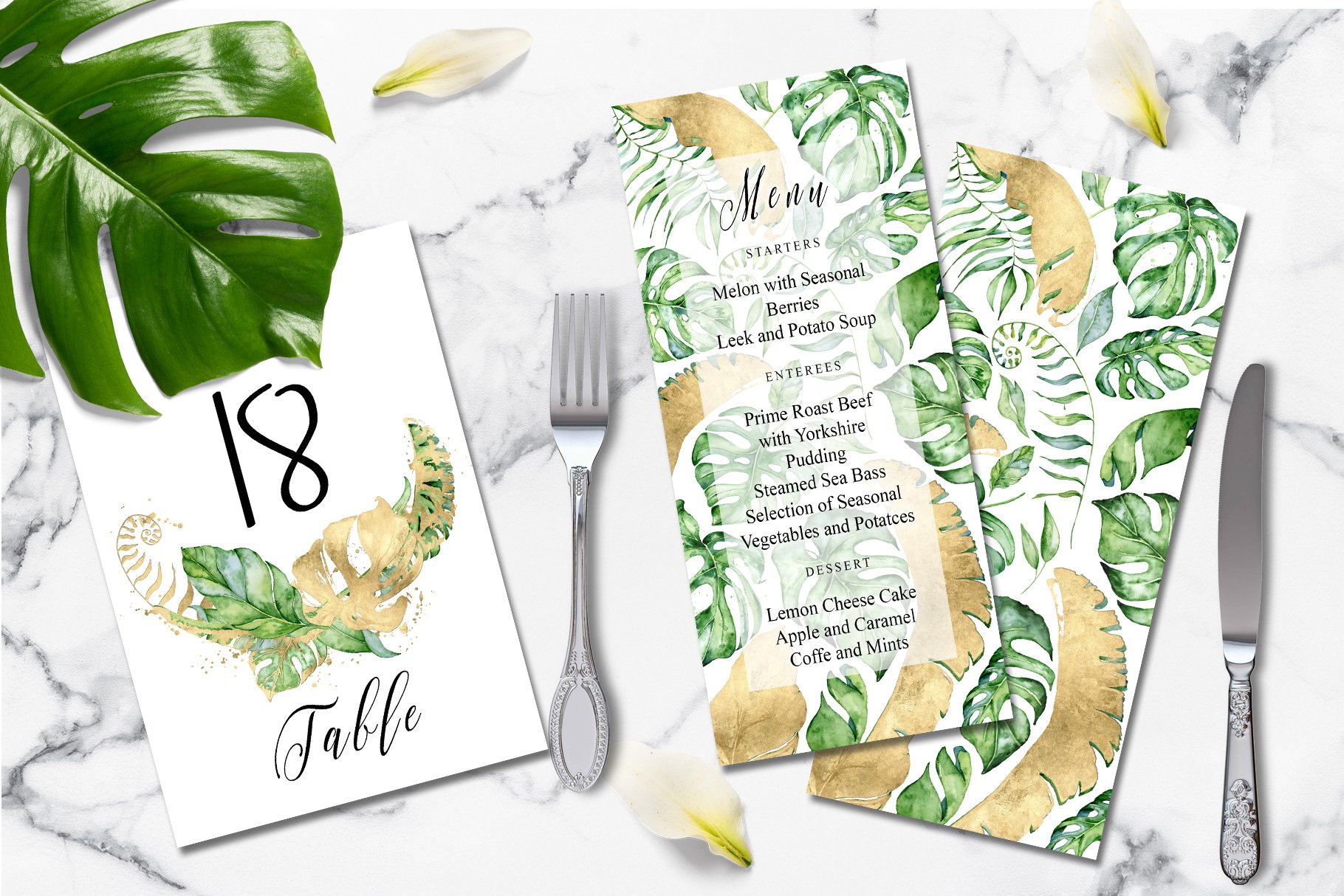 tropical gold wedding invitation3