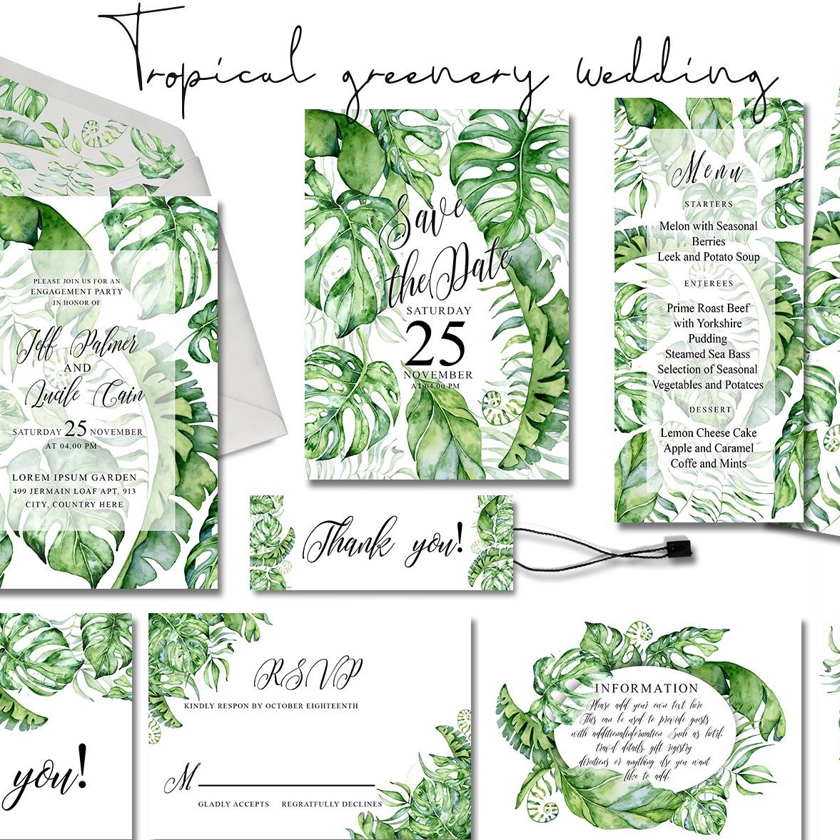 Tropical Greenery Wedding Suit preview image.