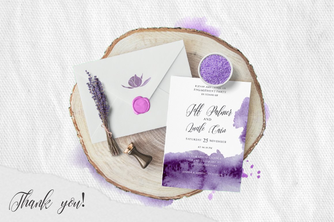 ultra violet watercolor wedding card2