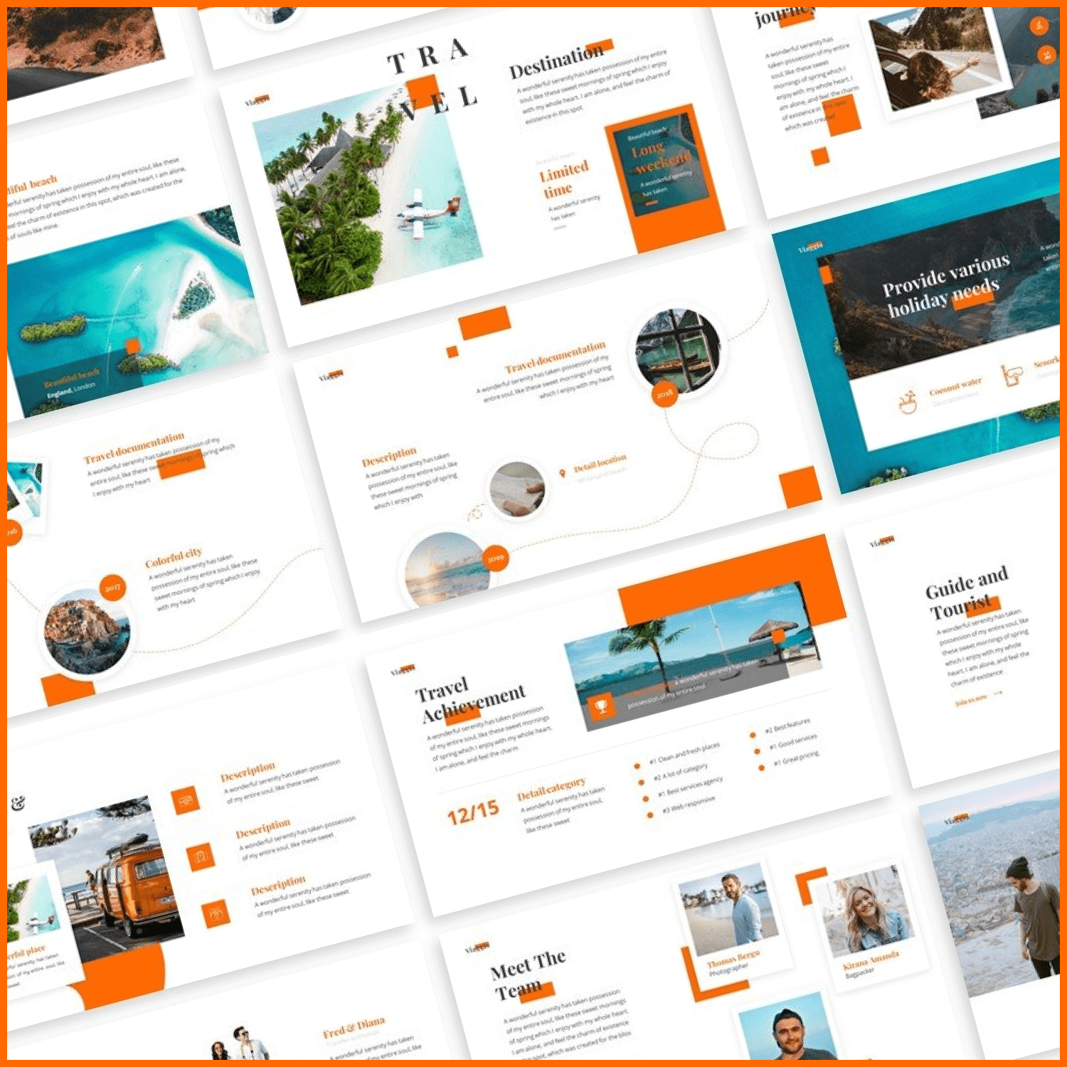 viaggio travel powerpoint template preview image.