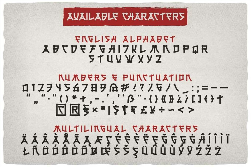Vintage Japanese Style Font named Tokugawa alphabet.