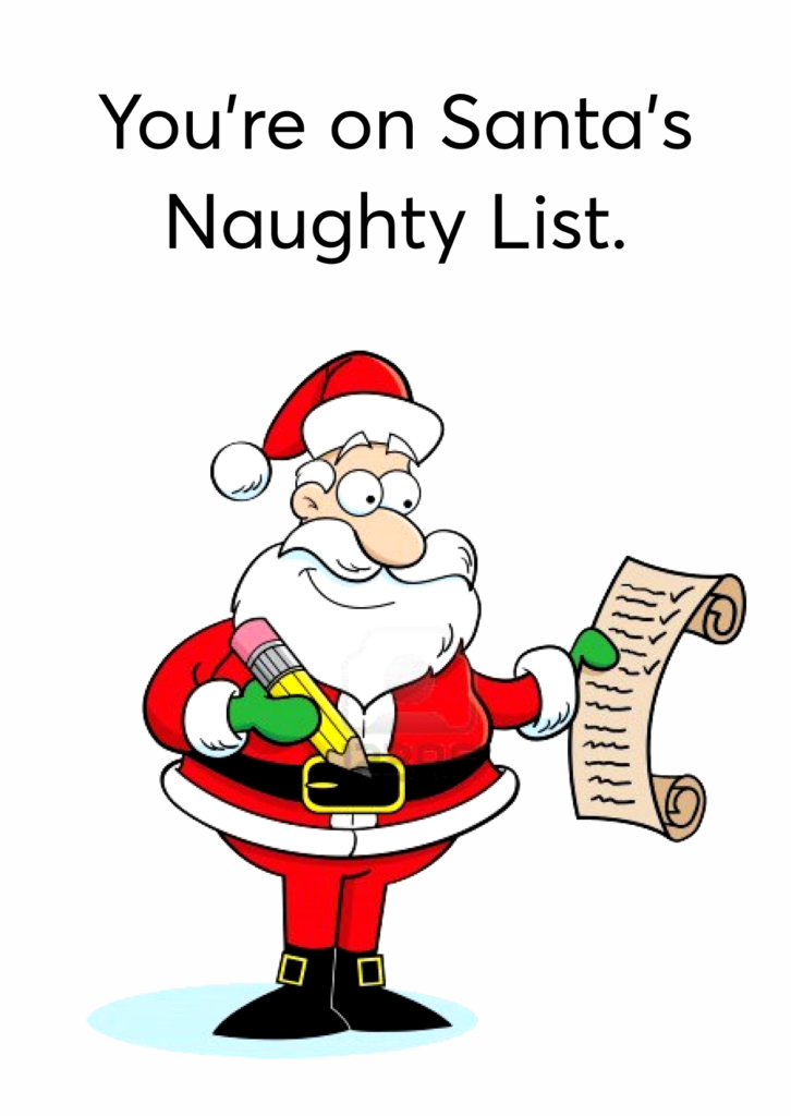 Free Postcard: You’re on Santa’s Naughty List – MasterBundles