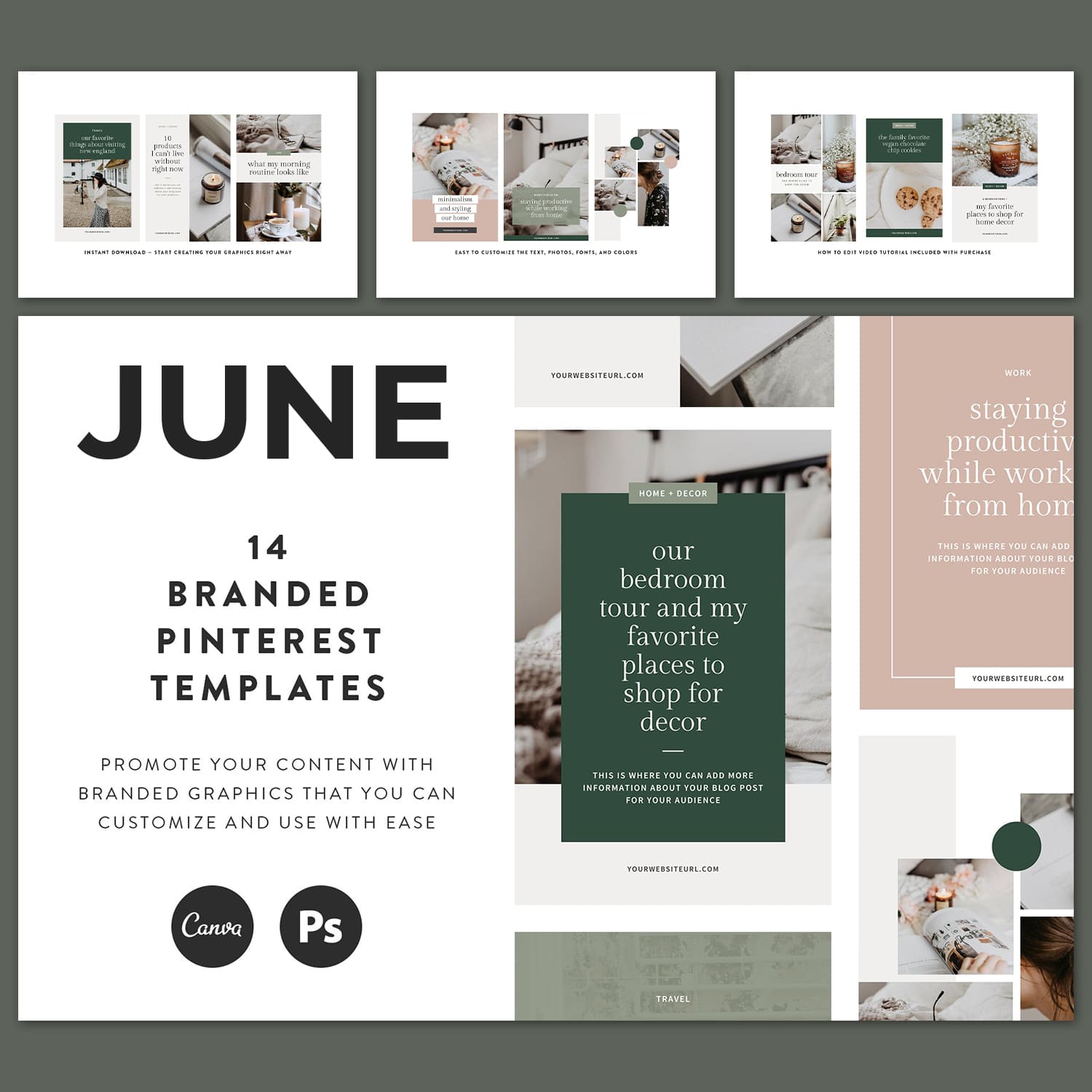 June - 14 Branded Pinterest Templates Preview.