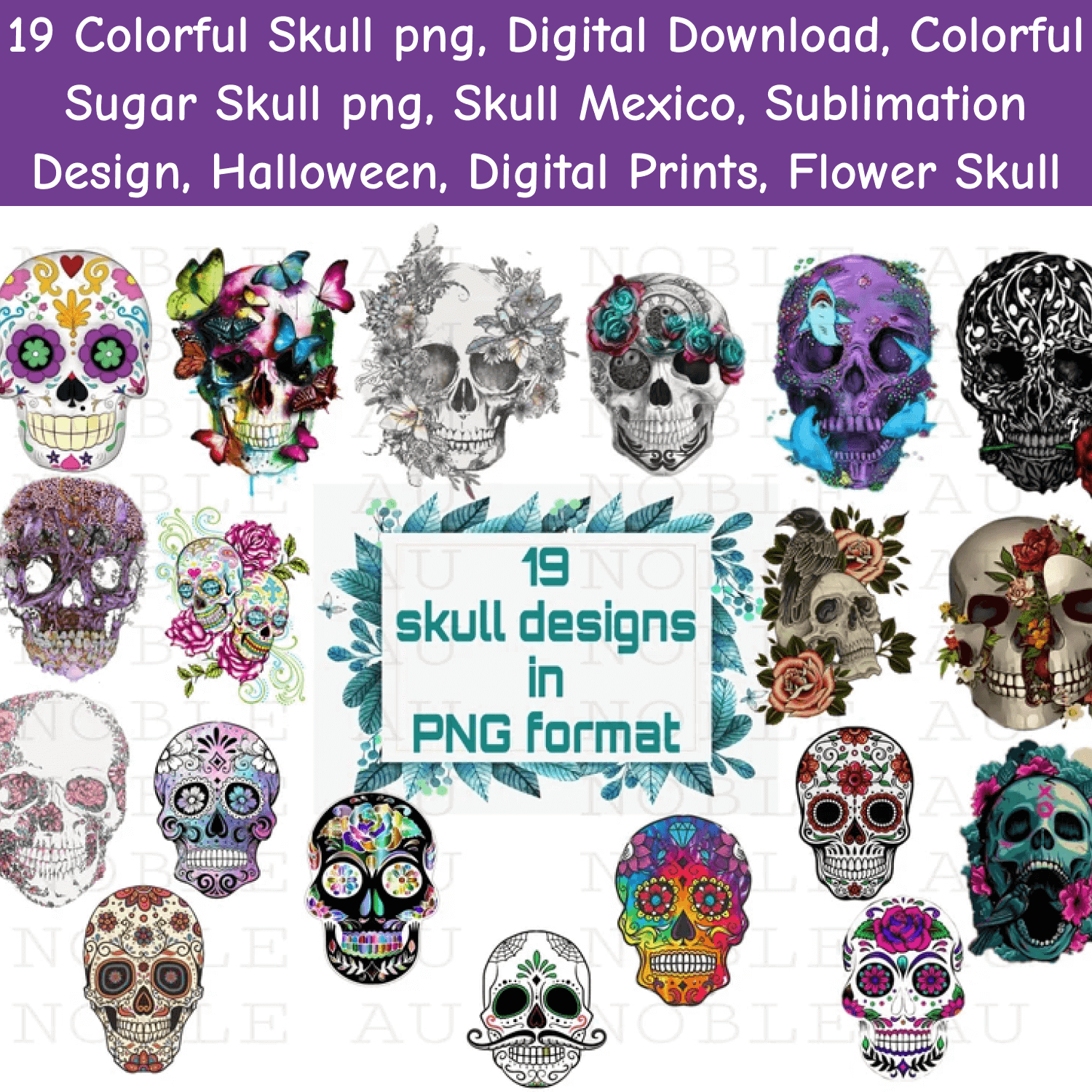 colorful mexican skulls