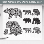 Bear Mandala SVG, Mama, Baby Bear.
