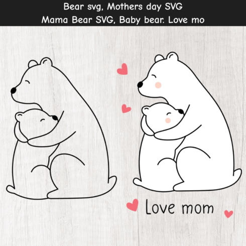 Mother bear and her baby bear love mom.