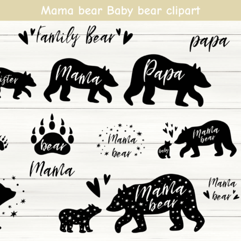 Baby bear clipart with mama bear.