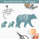 Mama Bear Silhouette SVG Clipart.