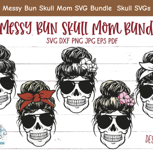 Messy Bun Skull Mom SVG.