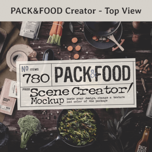 Top View Pack and Food Creator with Many Items.