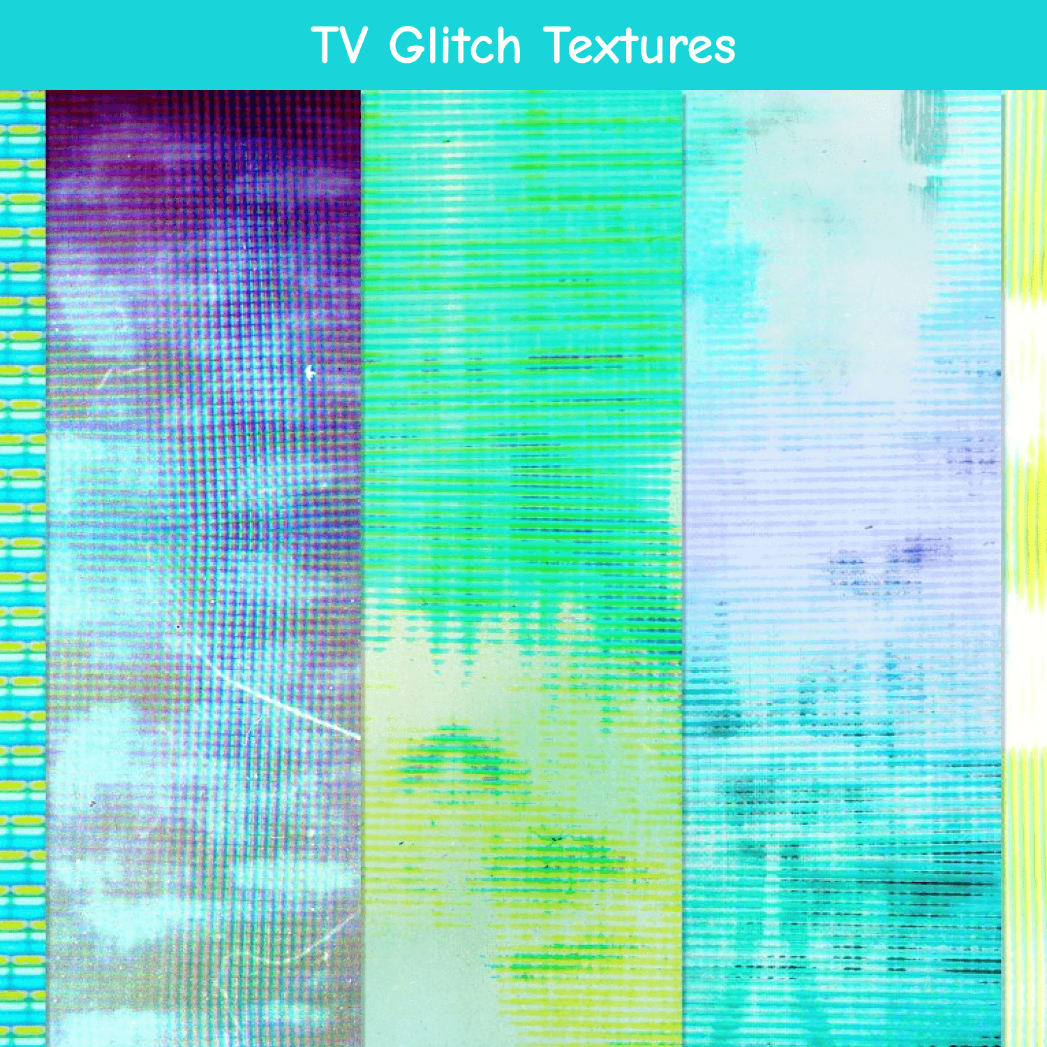 TV Glitch Textures with Green Color.