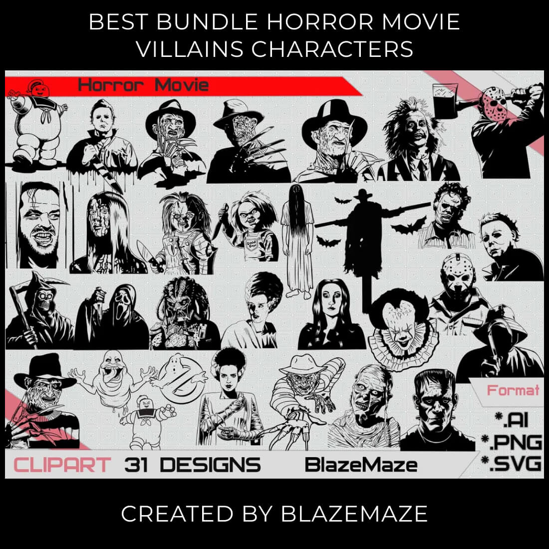  best bundle horror movie villains characters SVG pinterest.