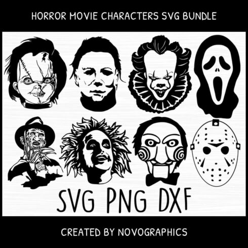 Horror Movie Characters SVG Bundle. PNG, DXF.