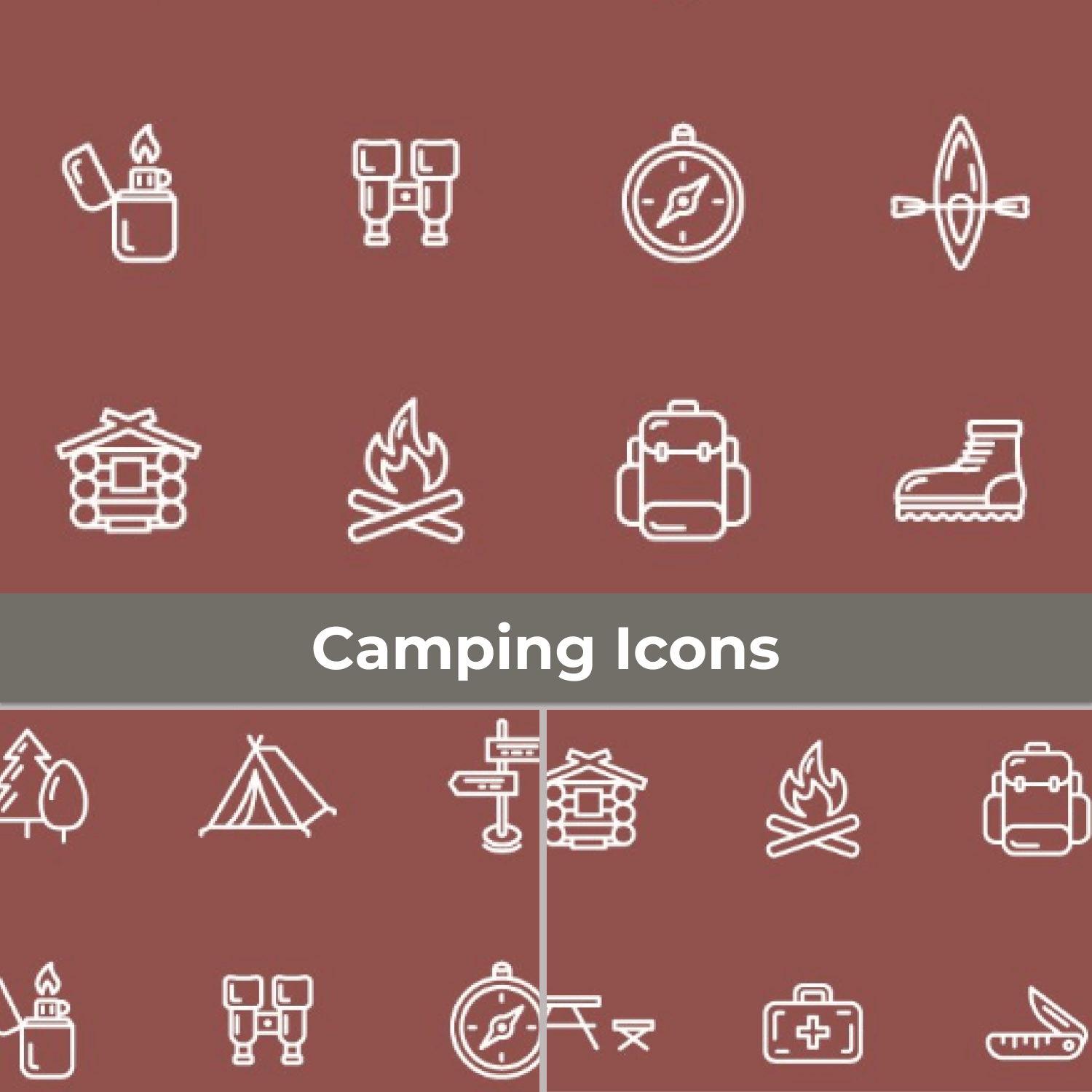 A various camping icons.