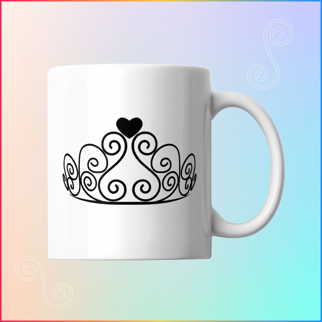 Crown Princess Tiara Heart cup mockup.