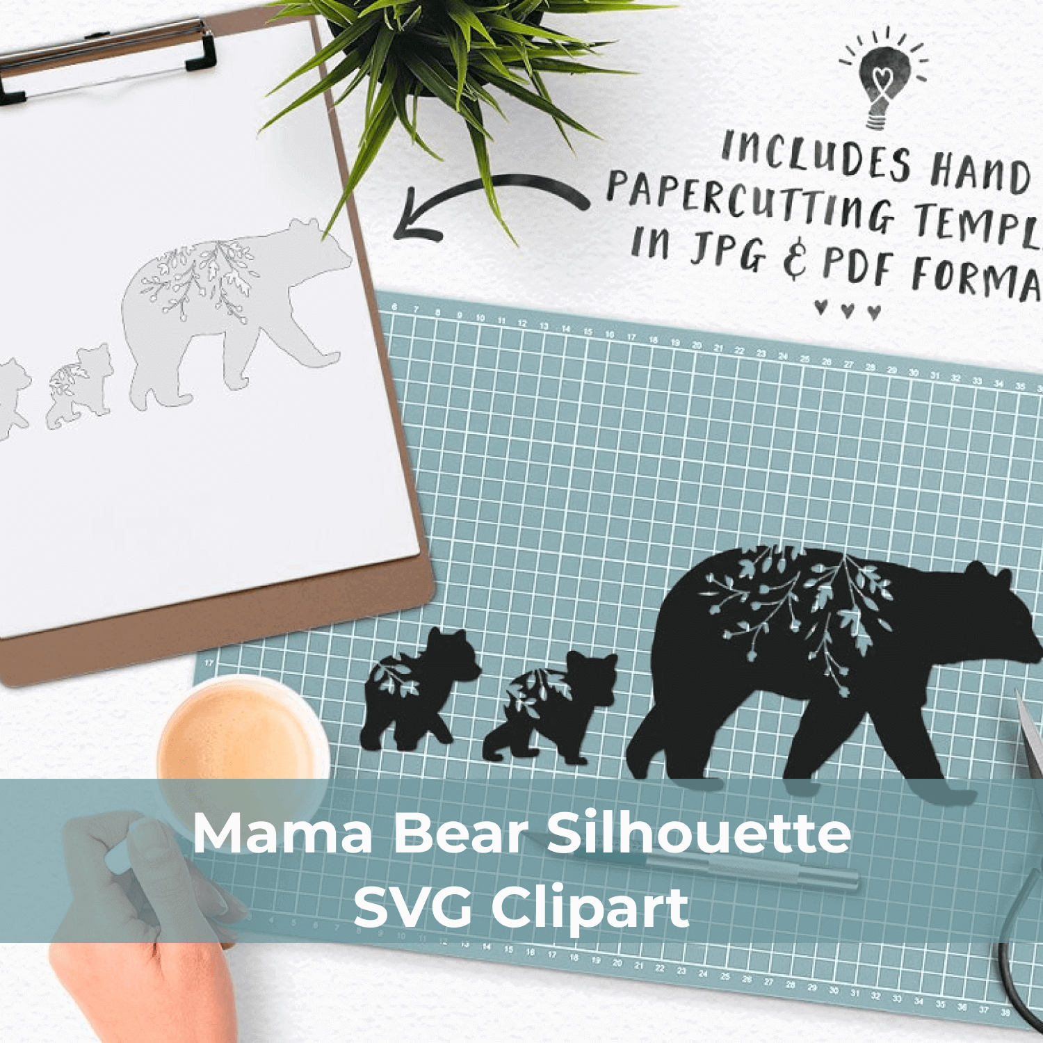 Picture of a mama bear silhouette with a clipboard next to it.