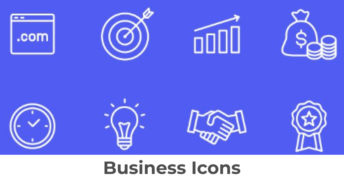 Line Business Icons on blue banner.