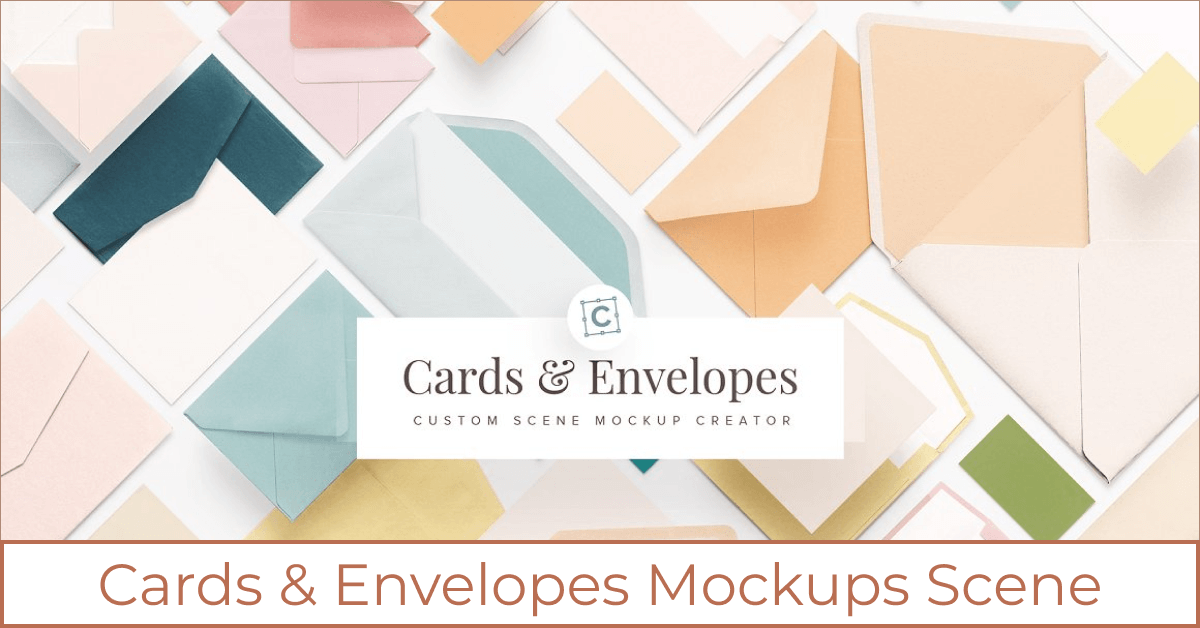 Cards and Envelopes Mockups Scene.