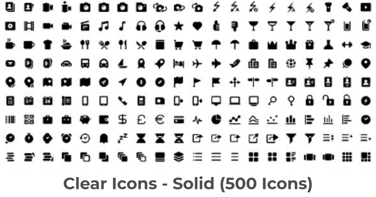 Vector shapes of the clear solid icons.