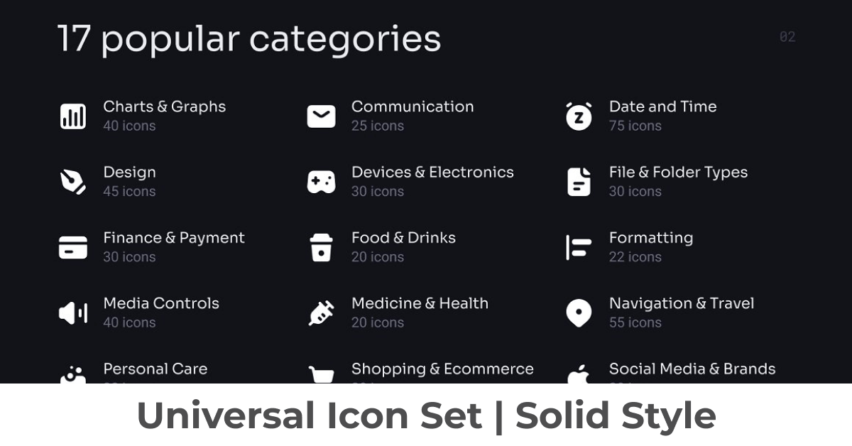 17 Popular categories Universal icons.