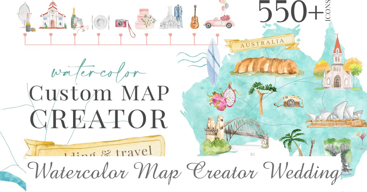 550 Icons of Watercolor Map Creator.
