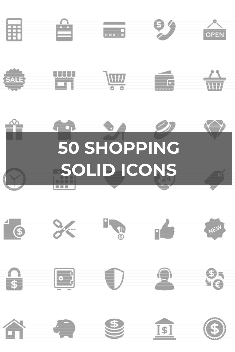 Different Shopping Solid Icons.