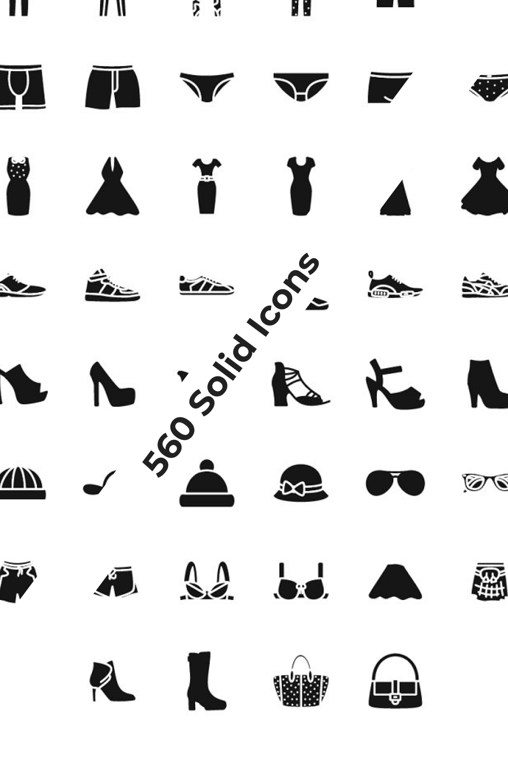 560 solid icons of clothes.