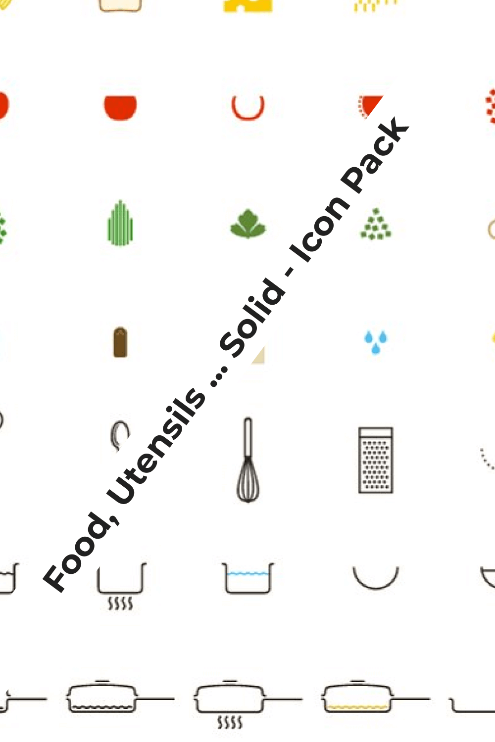 White template with Food, Utensils ... Solid - Icon Pack.