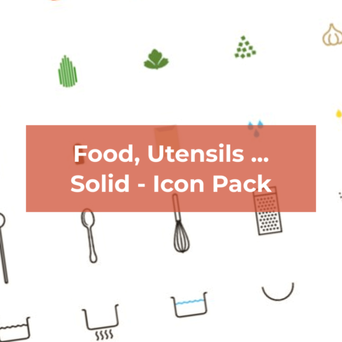Icon Pack - food utensils different sizes on a white background