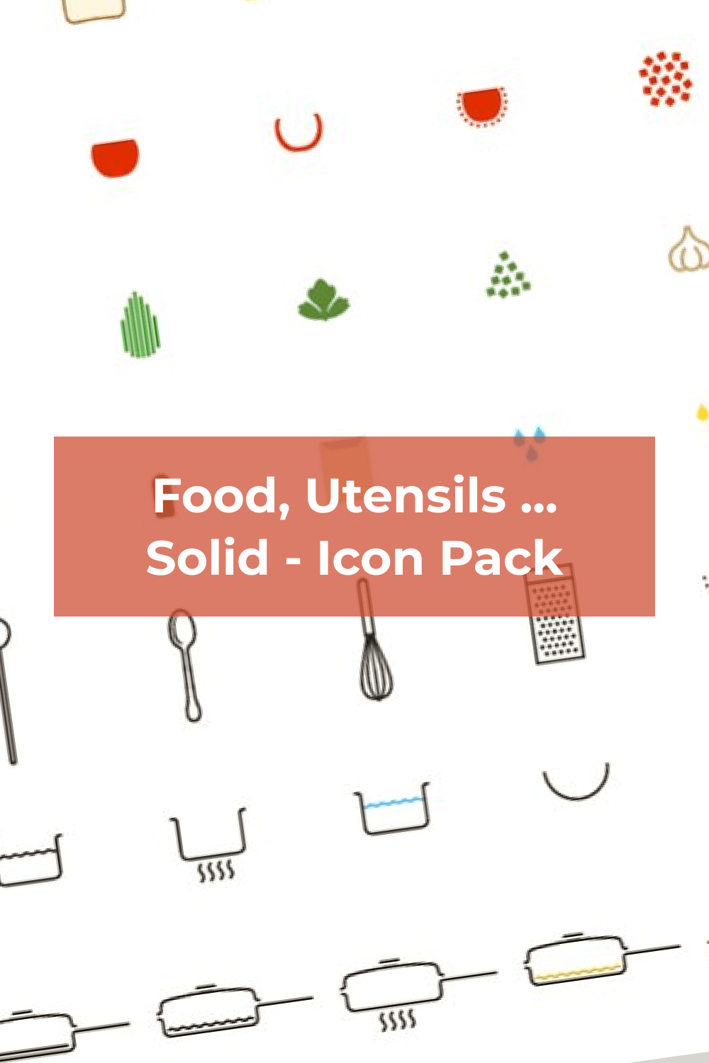 Icon Pack - food utensils different sizes on a white background