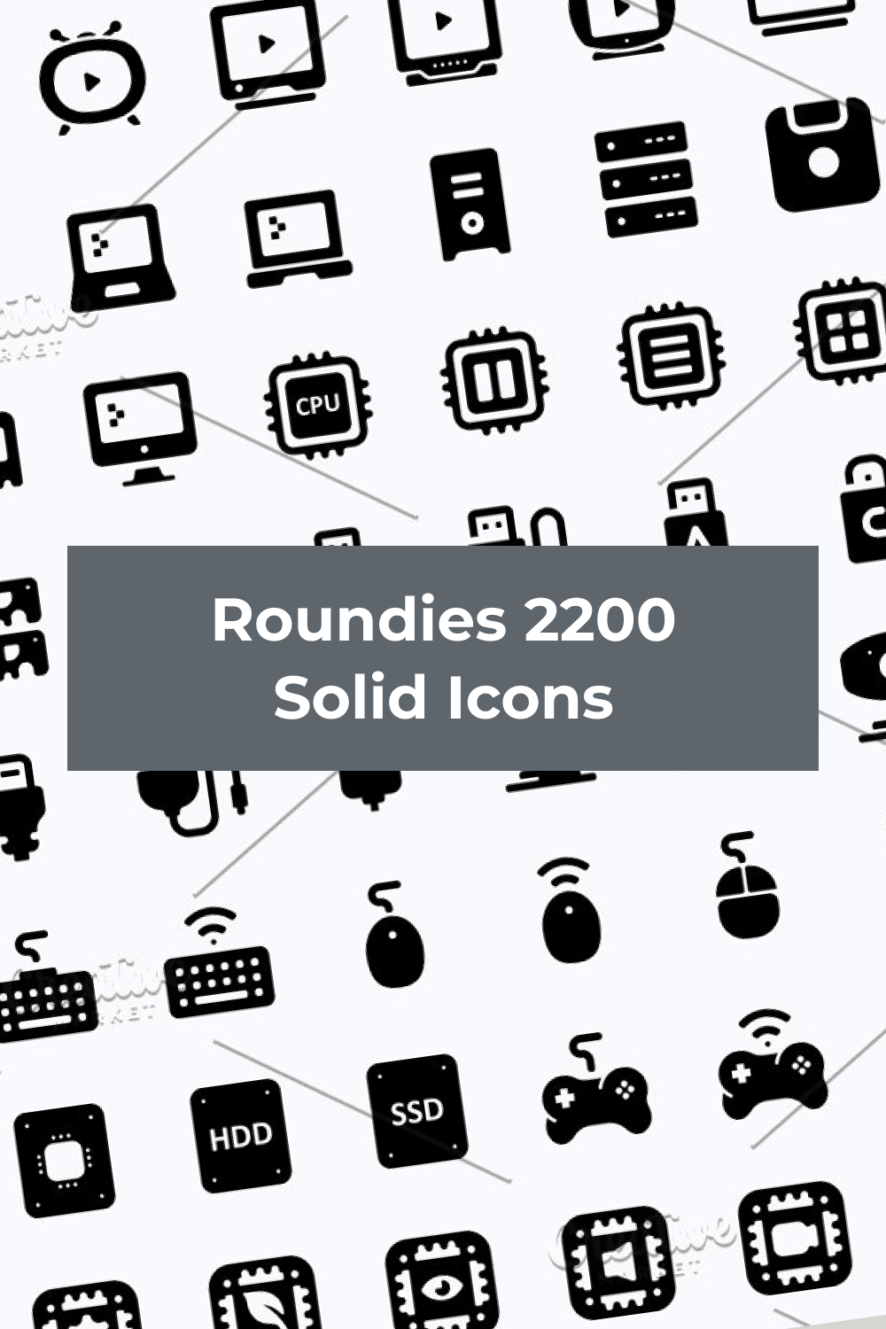 Different sizes solid icons for mobile presentation.