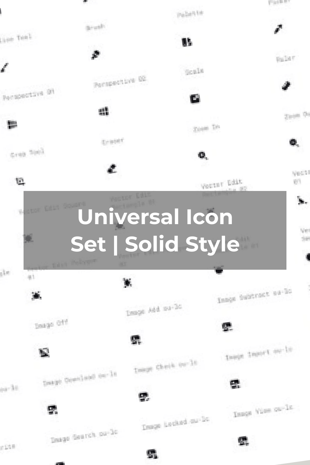 Different sizes Universal Icon on template.