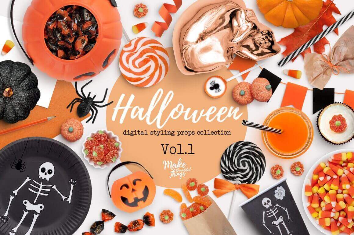Halloween digital styling props collection.