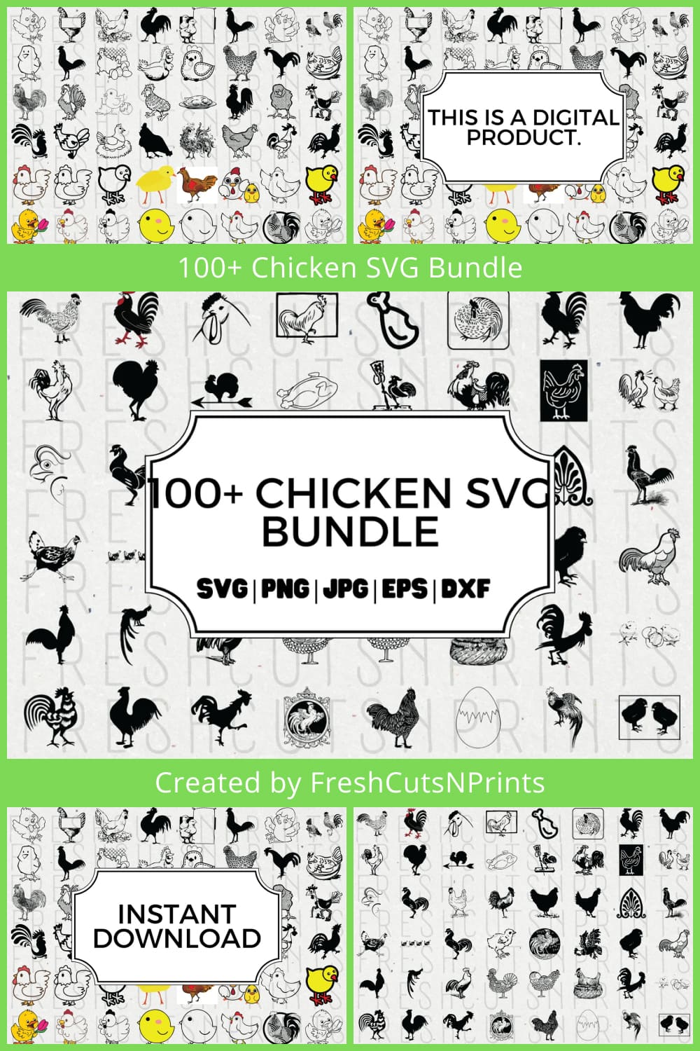 100 chicken svg bundle pinterest image.